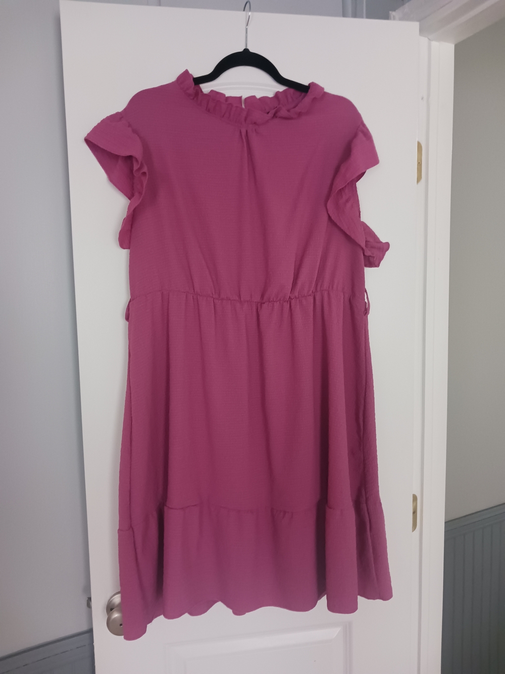 Womens Ruffled Sleeve Pink Dress